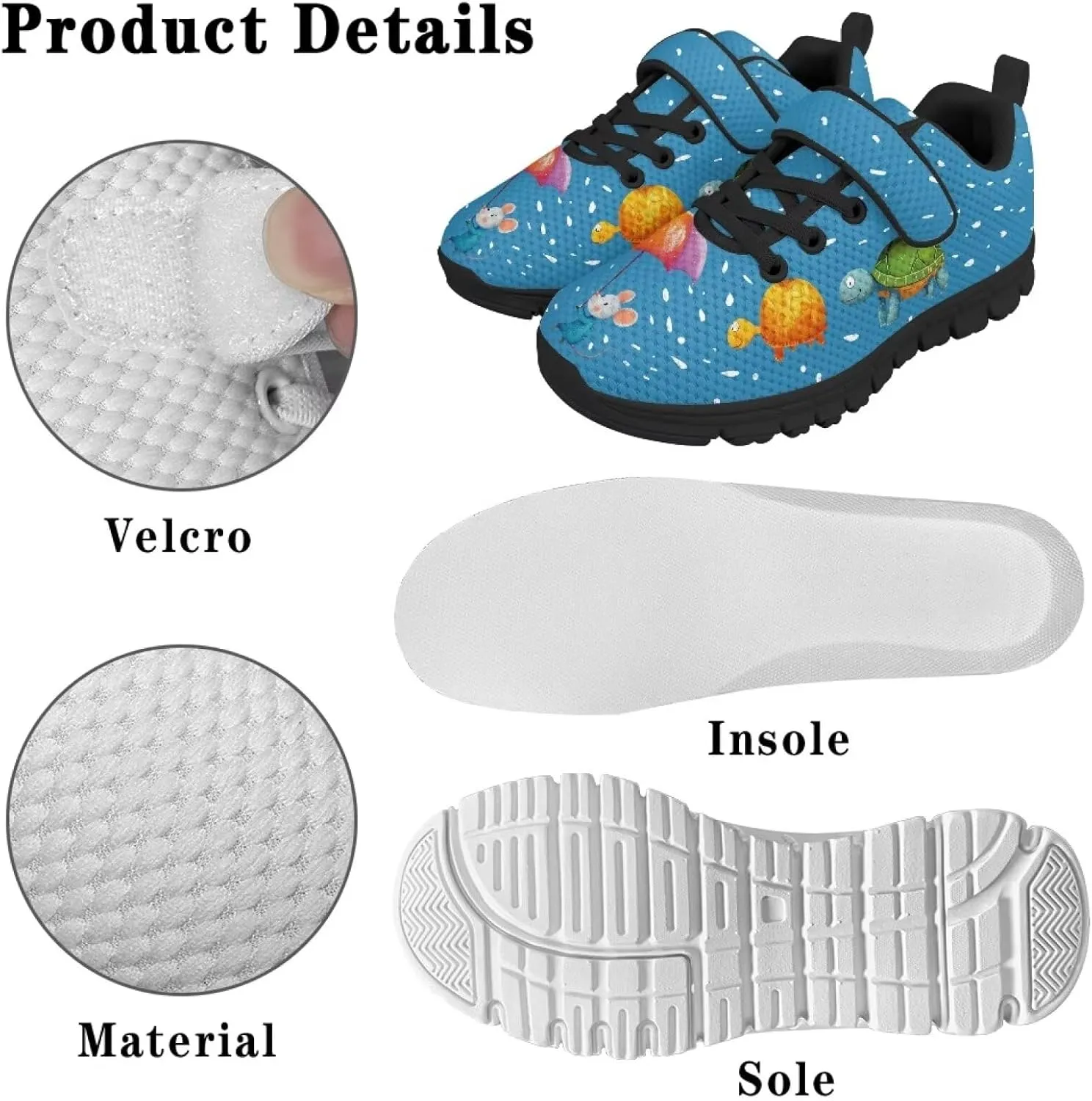 Animals Shoes for Boys Girls Cozy Lightweight Anti-Skid Barefoot Running Sneaker Hook and Loops Strap Athletic Tennis Sneakers for Children/Big Kids/Litter Boys Girls/Toddler US 11-15