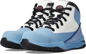 Avenger Work Boots Reaction Mid  Shoes for Men  Nubuck Upper  Breathable Mesh Lining  Round Toe Mid White/Blue 7 D - Medium
