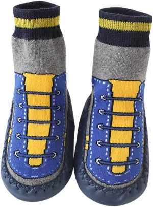 Baby Boys Girls Sock Shoes Kids Low Heel Anmial Prints Knit Cotton Shoes Indoor Floor Shoes Anti Slip Flat Elastic Booties