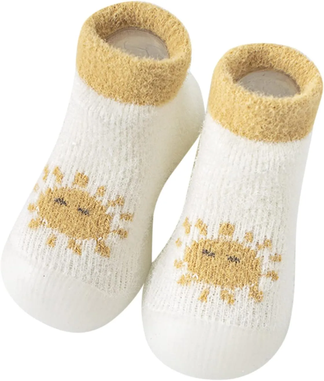 Baby Sock Shoes Toddler Kids Infant Newborn Boys Girls Shoes First Walkers Cute Cartoon Warm Thickened White Shoes B