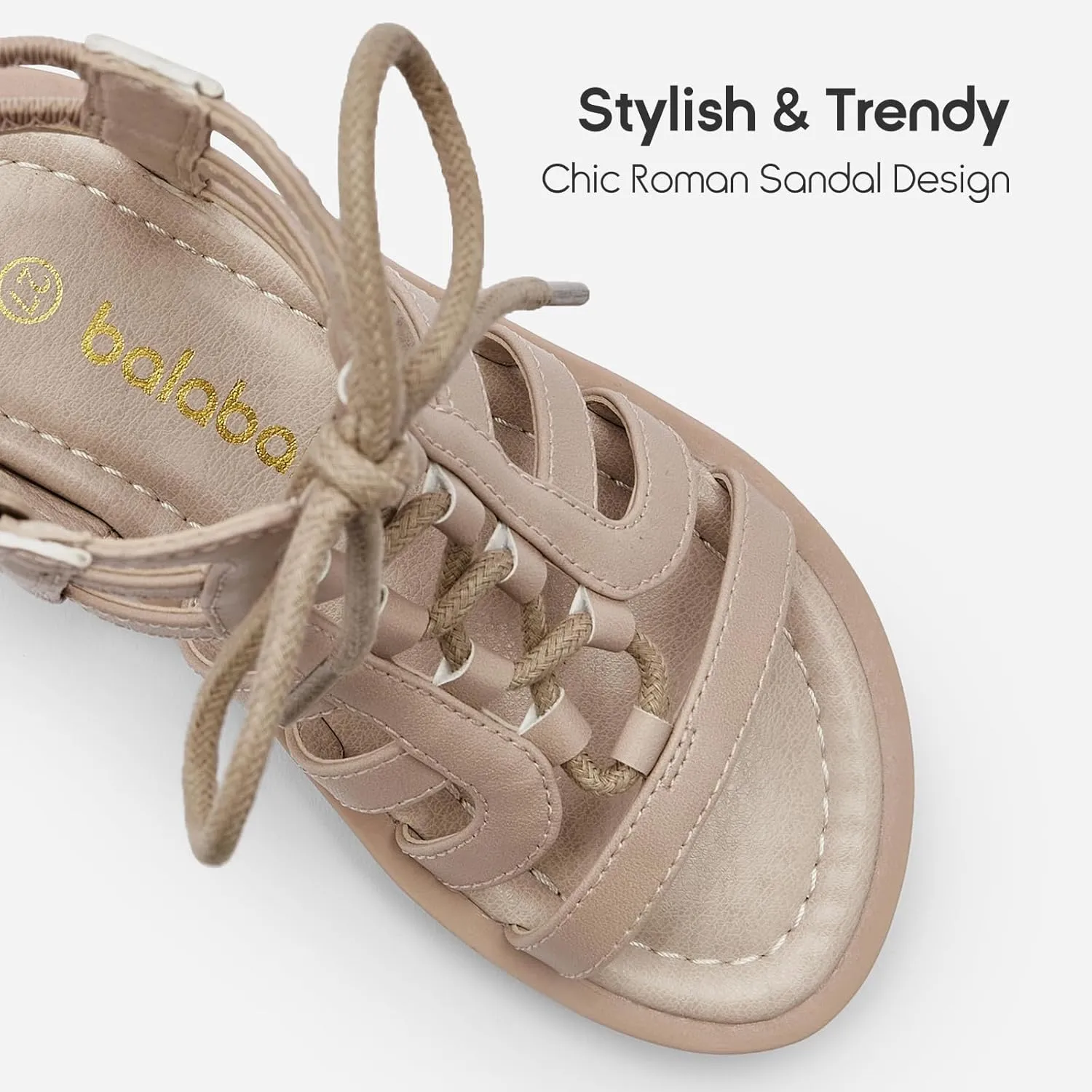 Balabala Girls Sandals Gladiator Fisherman Ankle Strap Flat Sandals with Side Zipper Closure, Casual Beach Sandals for Daily Wear and Summer