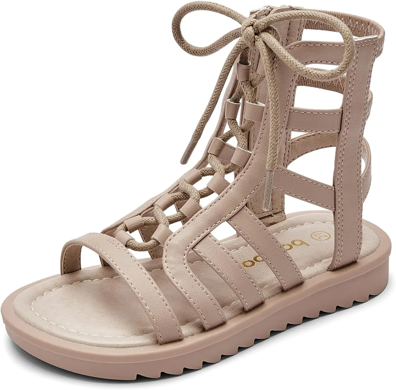Balabala Girls Sandals Gladiator Fisherman Ankle Strap Flat Sandals with Side Zipper Closure, Casual Beach Sandals for Daily Wear and Summer