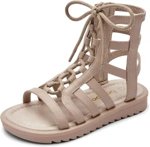 Balabala Girls Sandals Gladiator Fisherman Ankle Strap Flat Sandals with Side Zipper Closure, Casual Beach Sandals for Daily Wear and Summer