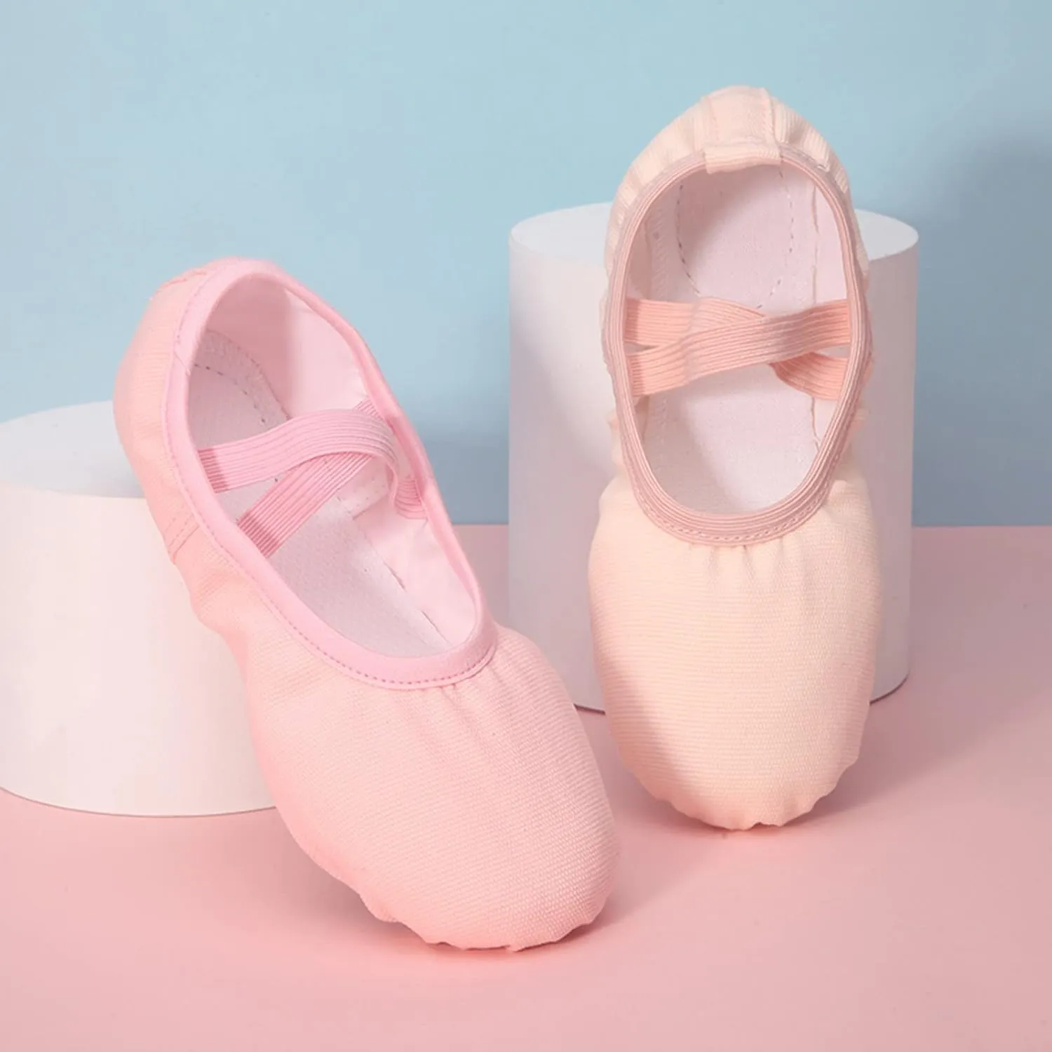 Ballet Shoes for Girls, Satin Elastic Dance Practice Slippers Split Soft Leather Flat Sole Yoga Gymnastics Shoes