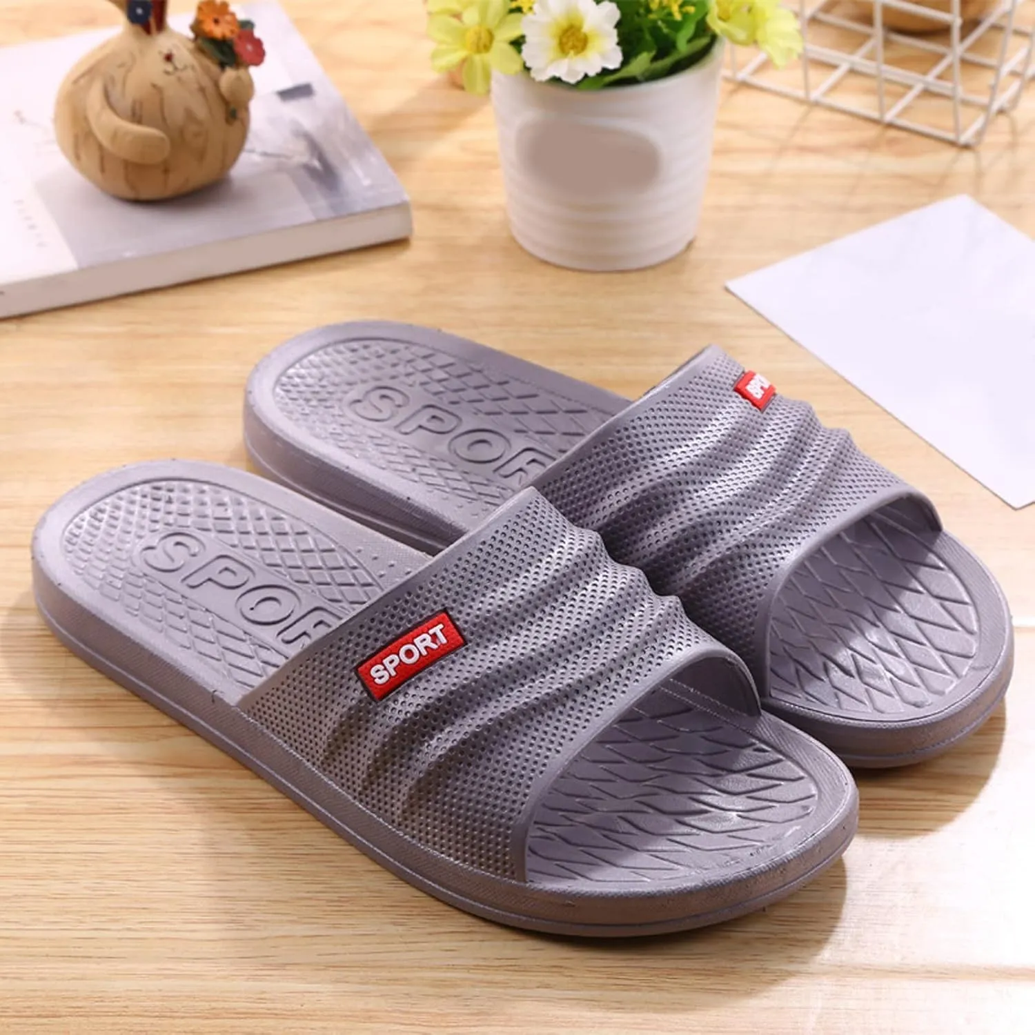 Bathroom Slippers Shower Shoes for Living Room Pool Beach Spa Public Showers Massage Pool Slides with Arch Support