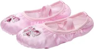 BESPORTBLE Girls Ballet Shoes Stretch Ballet Flats Embroidery Sequins for Kids Size 28