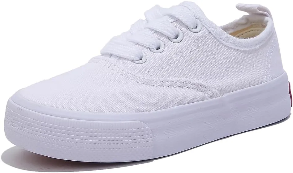 Boys and Girls Low Top Sports Shoes Lace up Canvas Children's Shoes Comfortable and Lightweight Skateboarding Shoes