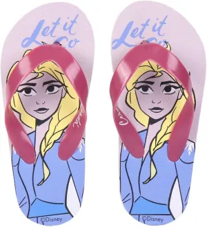 CERD LIFE'S LITTLE MOMENTS Girl's Flat Shape Children's Printed with Frozen 2 and Toe Fastener | Summer Flip Flops EVA Sole