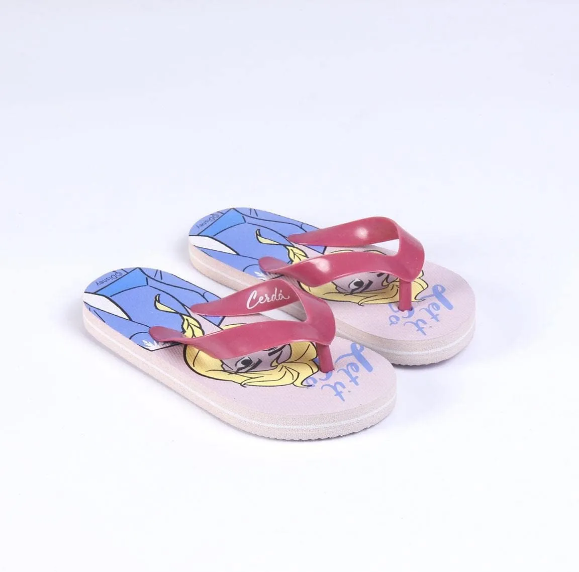CERD LIFE'S LITTLE MOMENTS Girl's Flat Shape Children's Printed with Frozen 2 and Toe Fastener | Summer Flip Flops EVA Sole