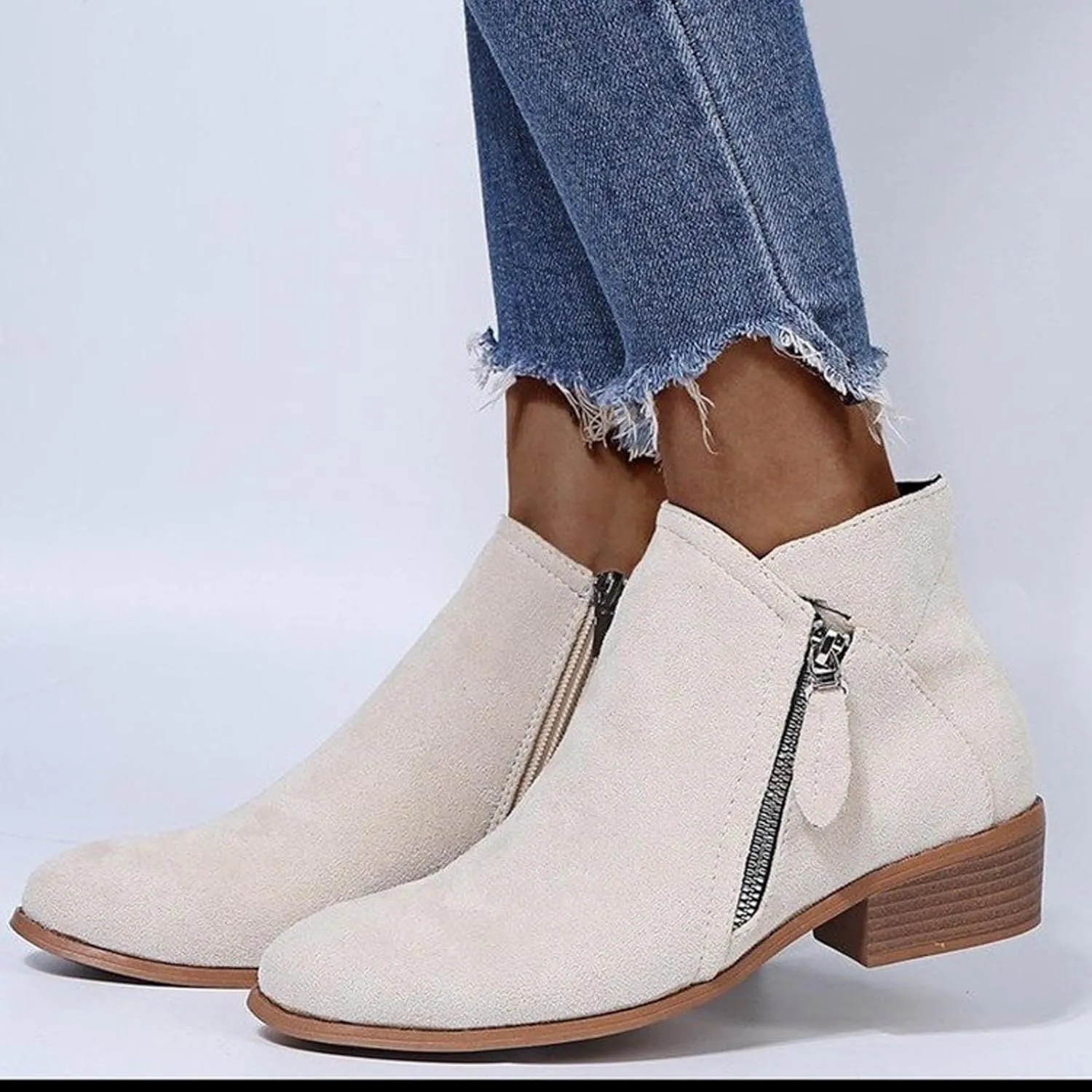 Chelsea Boots for Women Fashion Ankle Boots Dress Boots Low Heel Pointed Toe Shoes Winter Warm Booties