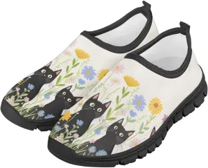 Children Cats Pattern Running Shoes Low-Cut Polyester Fabric Sneakers for Boys Girls Big Kids Little Kids Casual Tennis Shoes