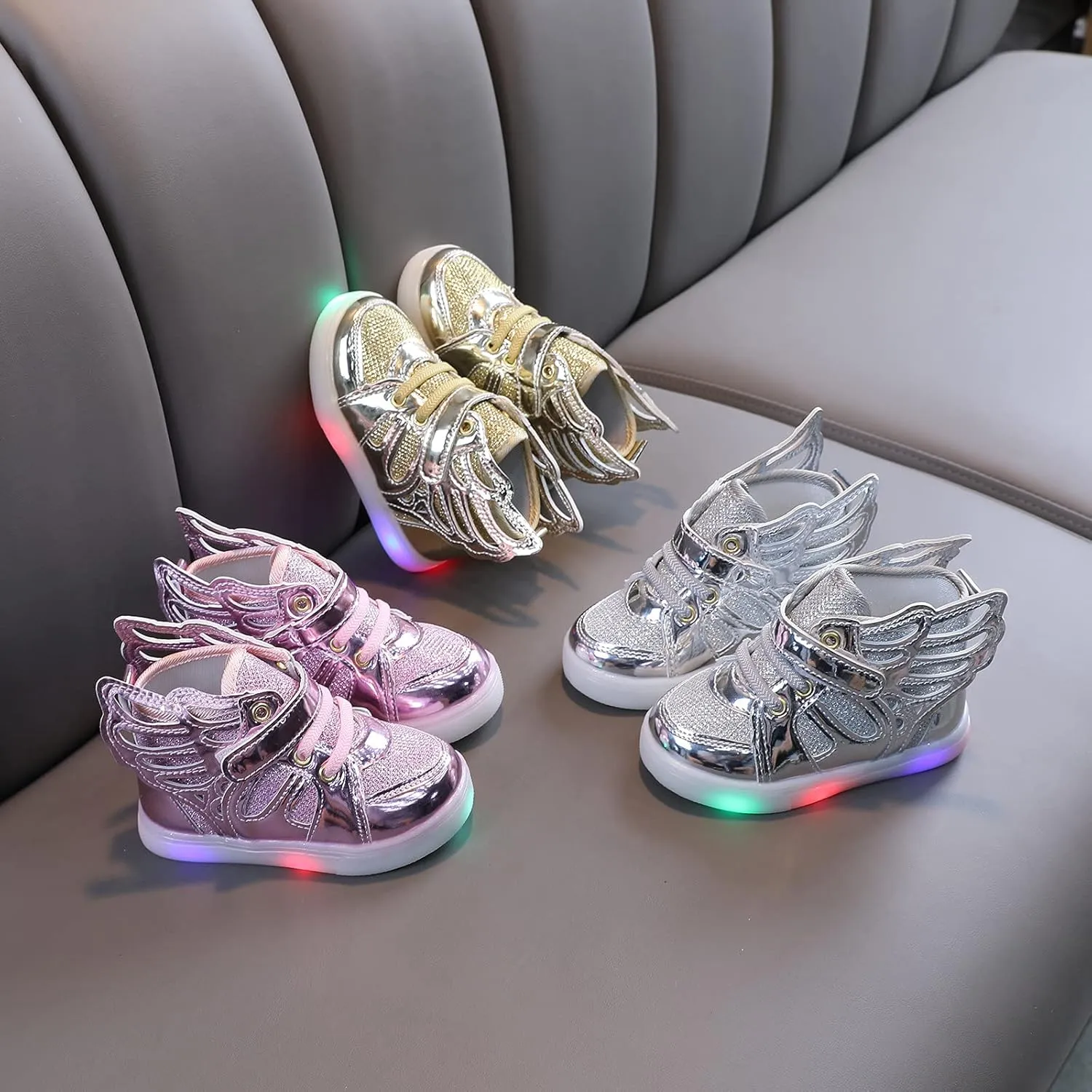 Children Kids Girls Boys LED Light Luminous Shiny Shoes Sport Shoes Big Kid Shoes Birthday Children Show Gift