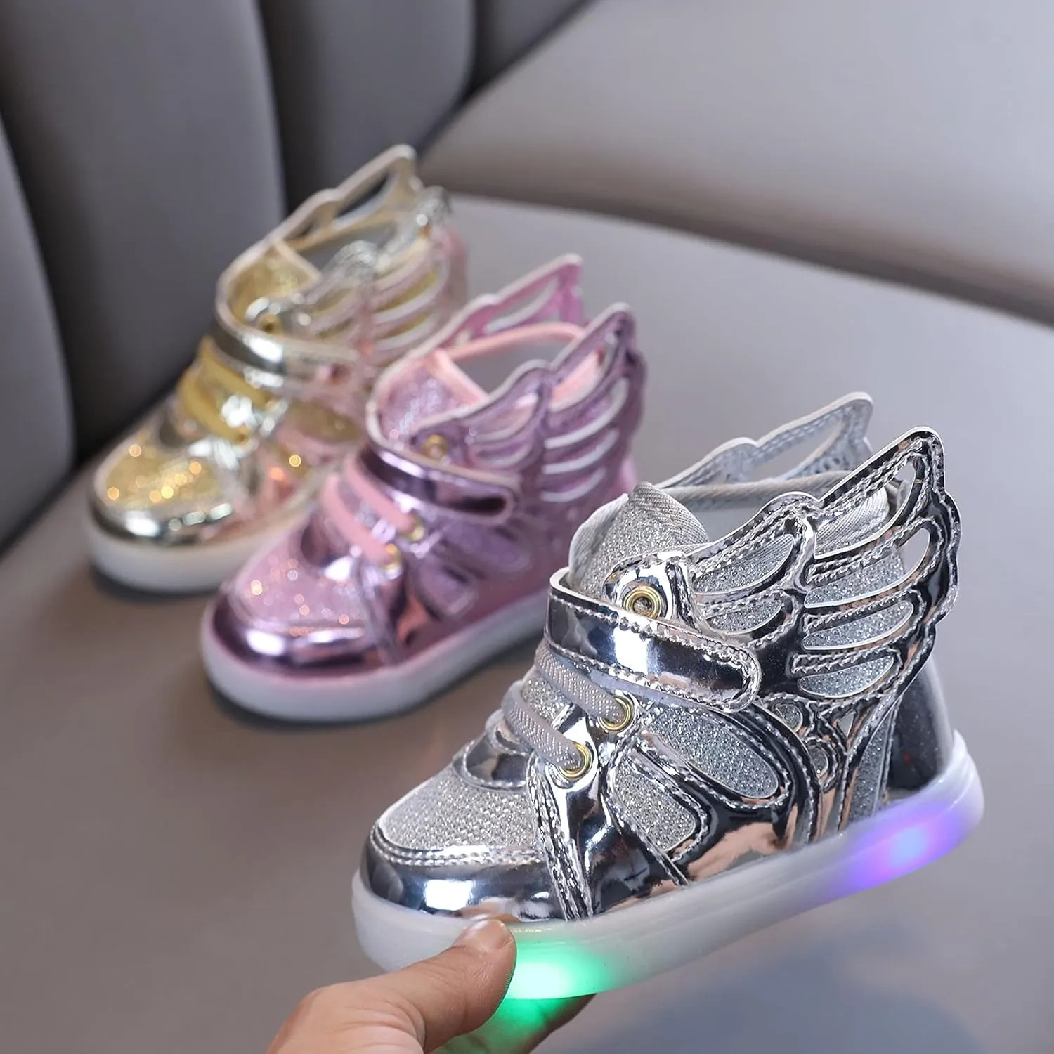 Children Kids Girls Boys LED Light Luminous Shiny Shoes Sport Shoes Big Kid Shoes Birthday Children Show Gift