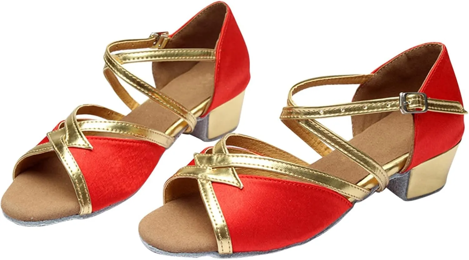 Children's Latin Dance Shoes Indoor Soft Soled Flat Heel Sequins Dance Shoes Satin Indoor Slip on Sandals for Toddlers