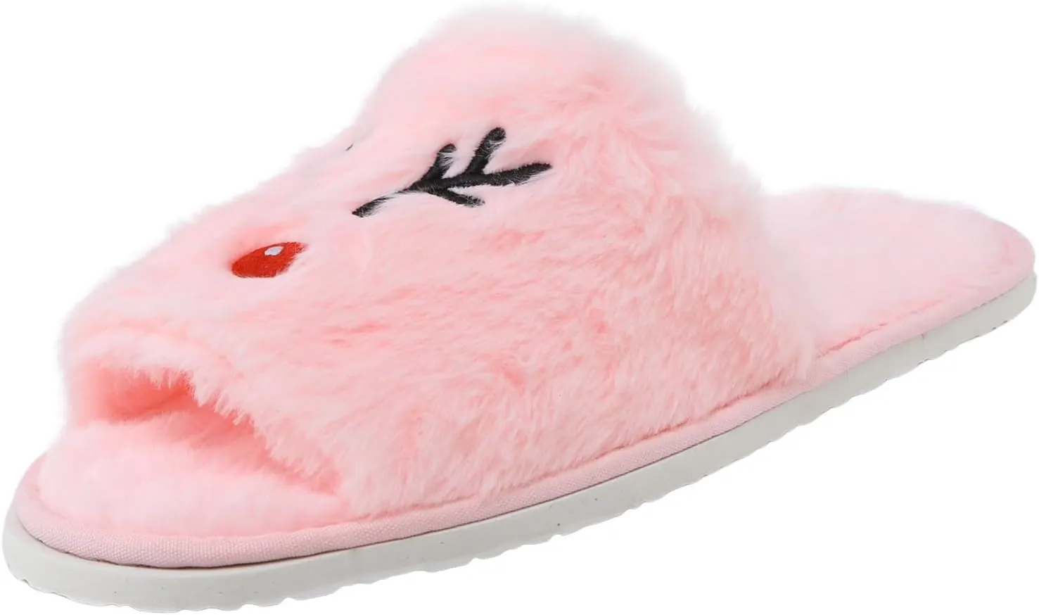 Christmas Horn Open Toe Slippers for Women Cozy Indoor Holiday Slippers Comfortable Foreign Trade Style for