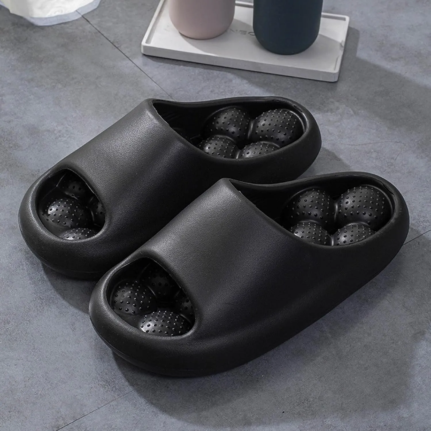 Cloud Slides Non Slip Quick Drying Bathroom Slippers for Women Men Lightweight Beach Sandals with Drain Holes