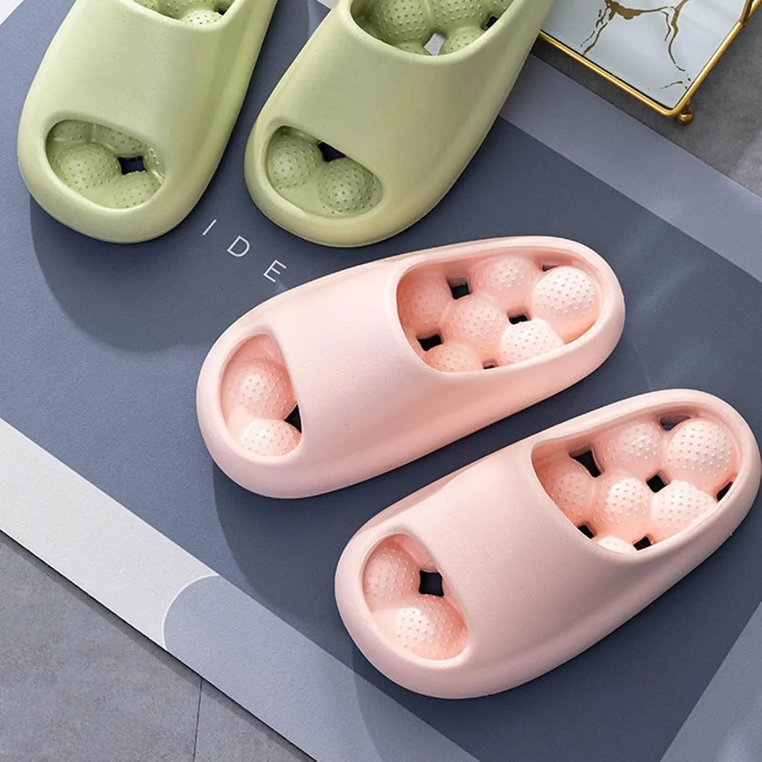 Cloud Slides Non Slip Quick Drying Bathroom Slippers for Women Men Lightweight Beach Sandals with Drain Holes