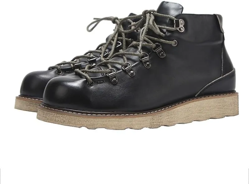 CSCDD Men's Boots Retro Work Boots High Top Versatile British Low Heel Non-slip Genuine Leather Lining Comfortable Lining Warm Leather Shoes