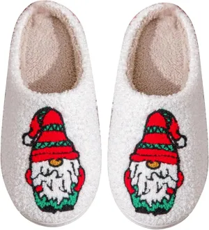 Cute Print Fuzzy Slippers Slip On Soft Sole Flat Warm Plush Shoes Winter Cozy Christmas Shoes for Women Winter Home Slippers Slip-on Indoor Outdoor