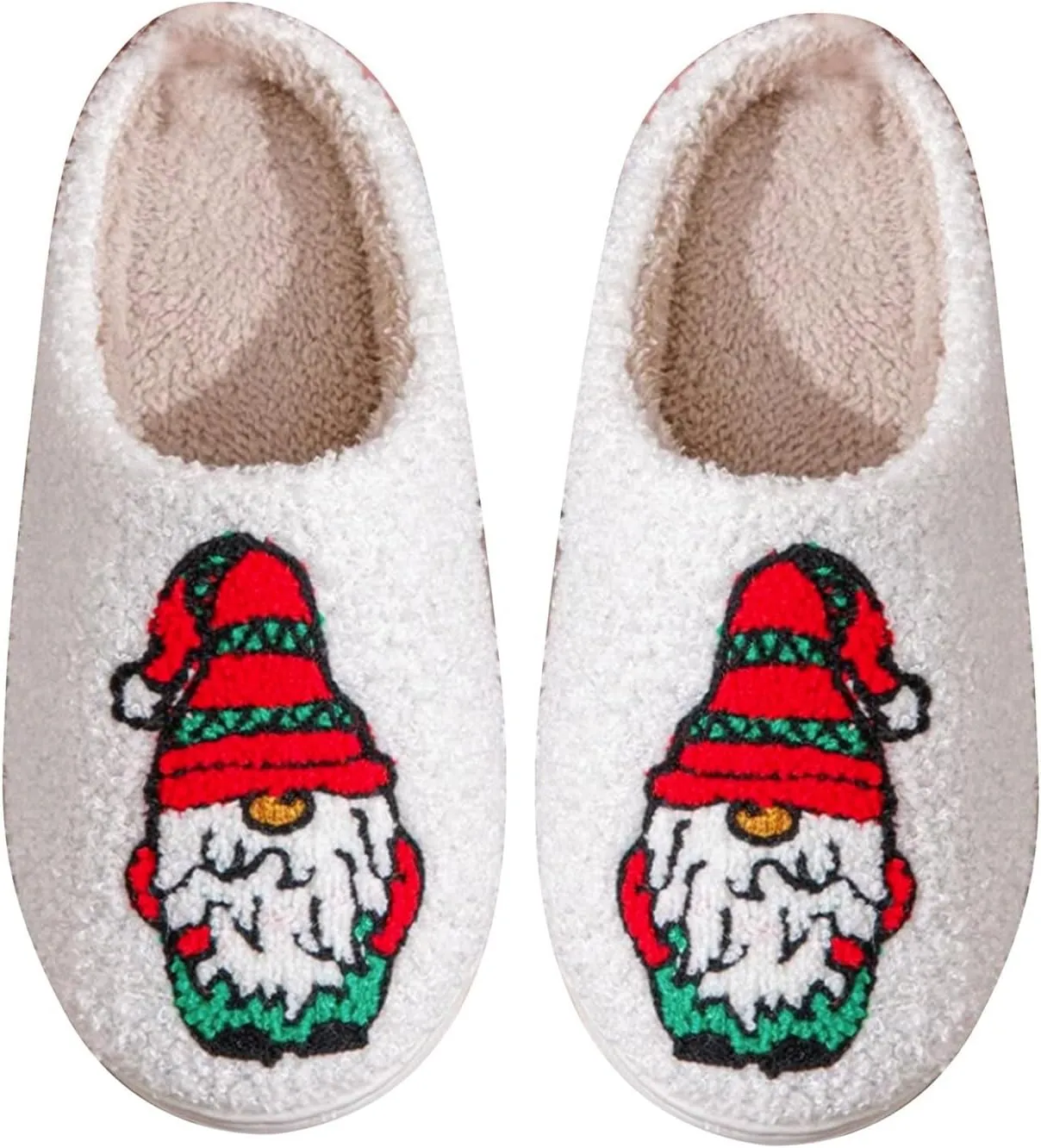 Cute Print Fuzzy Slippers Slip On Soft Sole Flat Warm Plush Shoes Winter Cozy Christmas Shoes for Women Winter Home Slippers Slip-on Indoor Outdoor