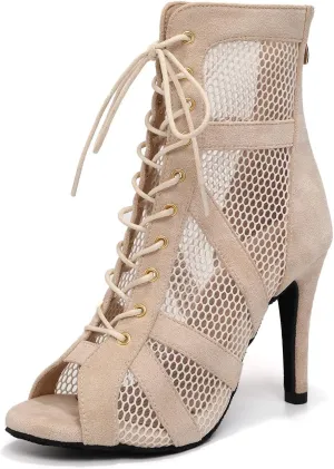 Dance Ankle Boots Latin Women Open Toe Salsa Tango Performence Party Dancing Shoes,DS-789RM-9.5