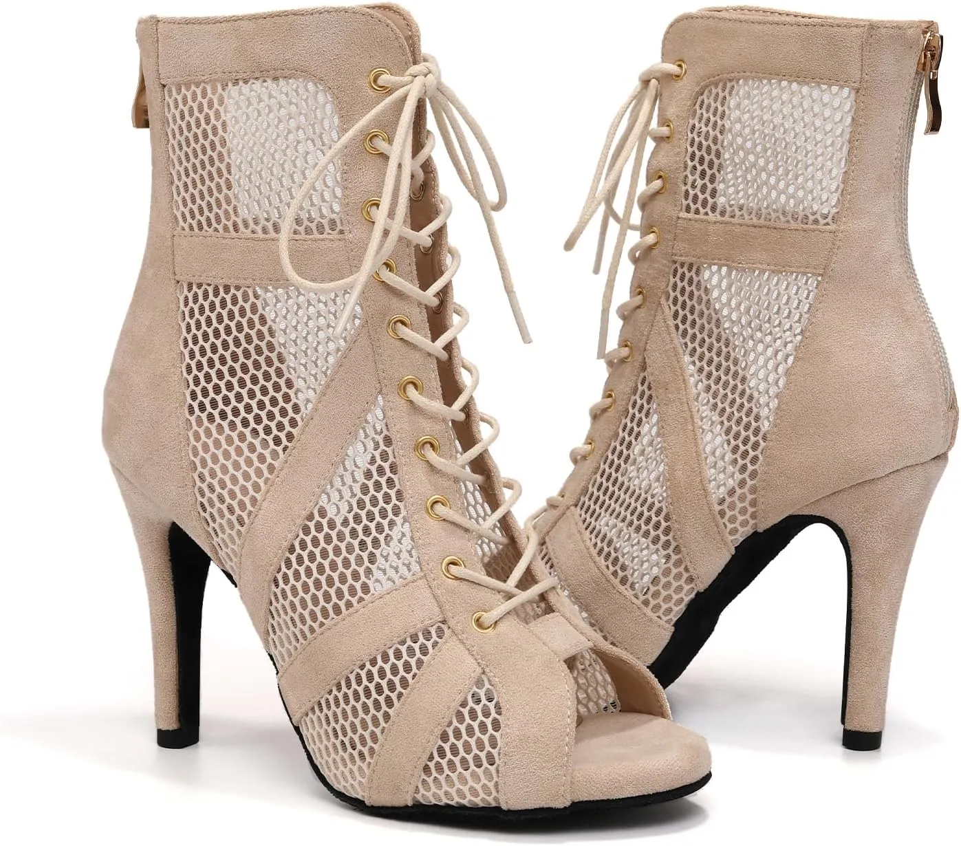 Dance Ankle Boots Latin Women Open Toe Salsa Tango Performence Party Dancing Shoes,DS-789RM-9.5