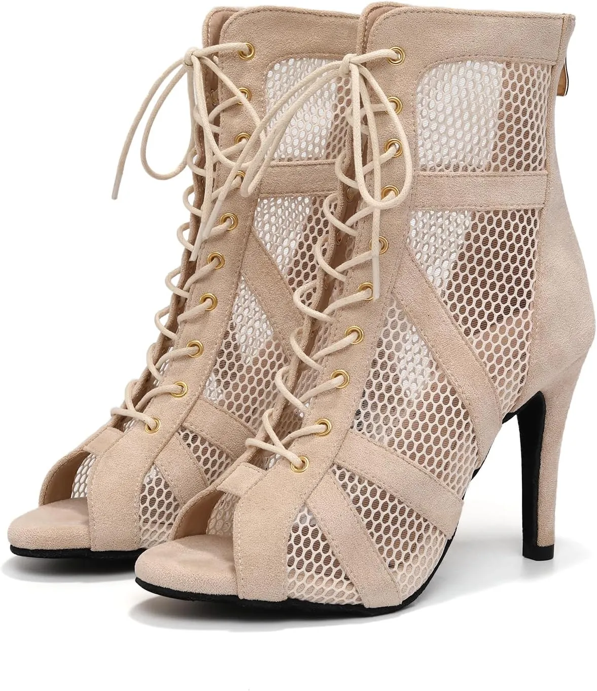 Dance Ankle Boots Latin Women Open Toe Salsa Tango Performence Party Dancing Shoes,DS-789RM-9.5
