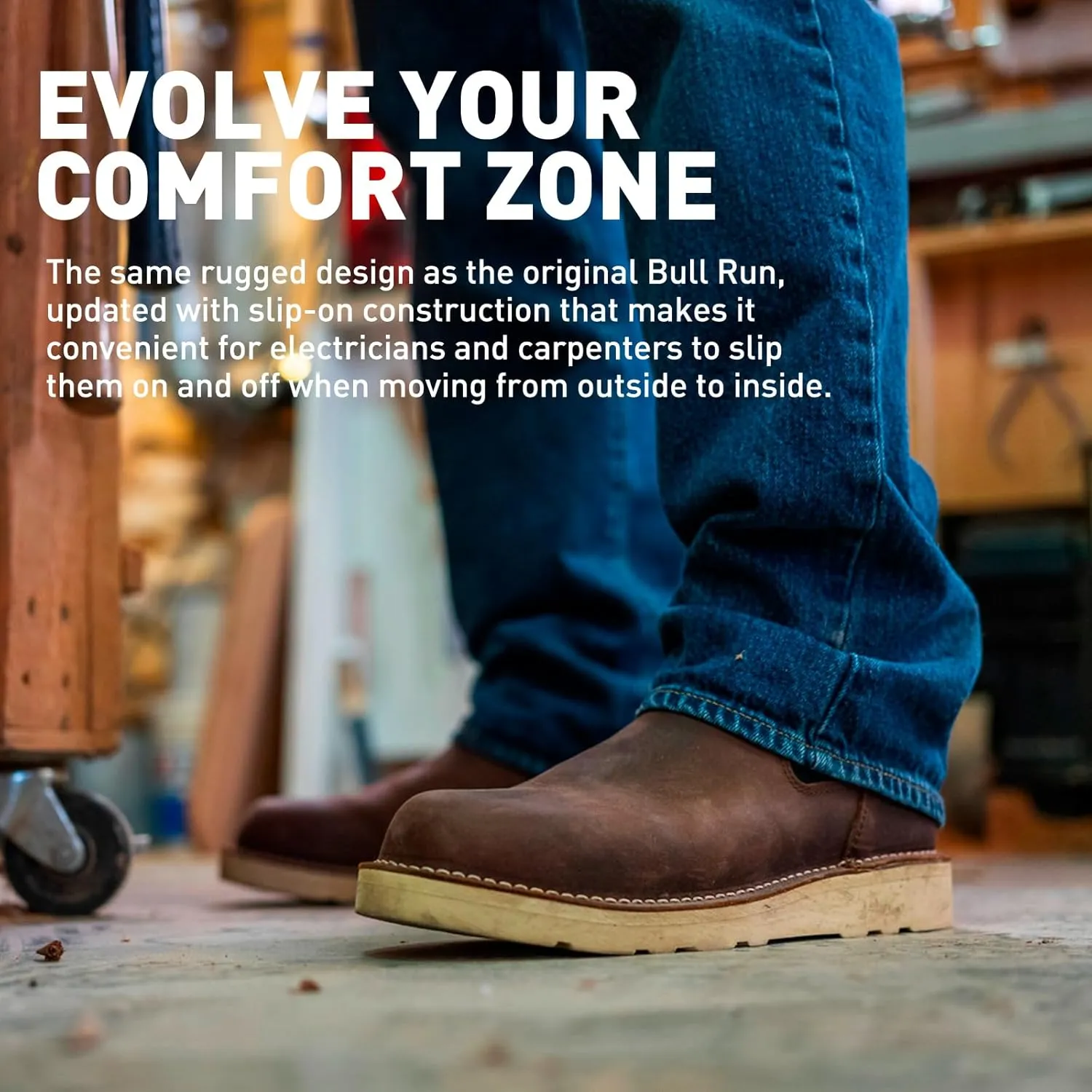 Danner 6 Bull Run Chelsea Work Boots for Men - Oiled Full-Grain Leather Upper with Mesh Lining, 3-Density Cushion Footbed, and Non Slip Wedge Outsole