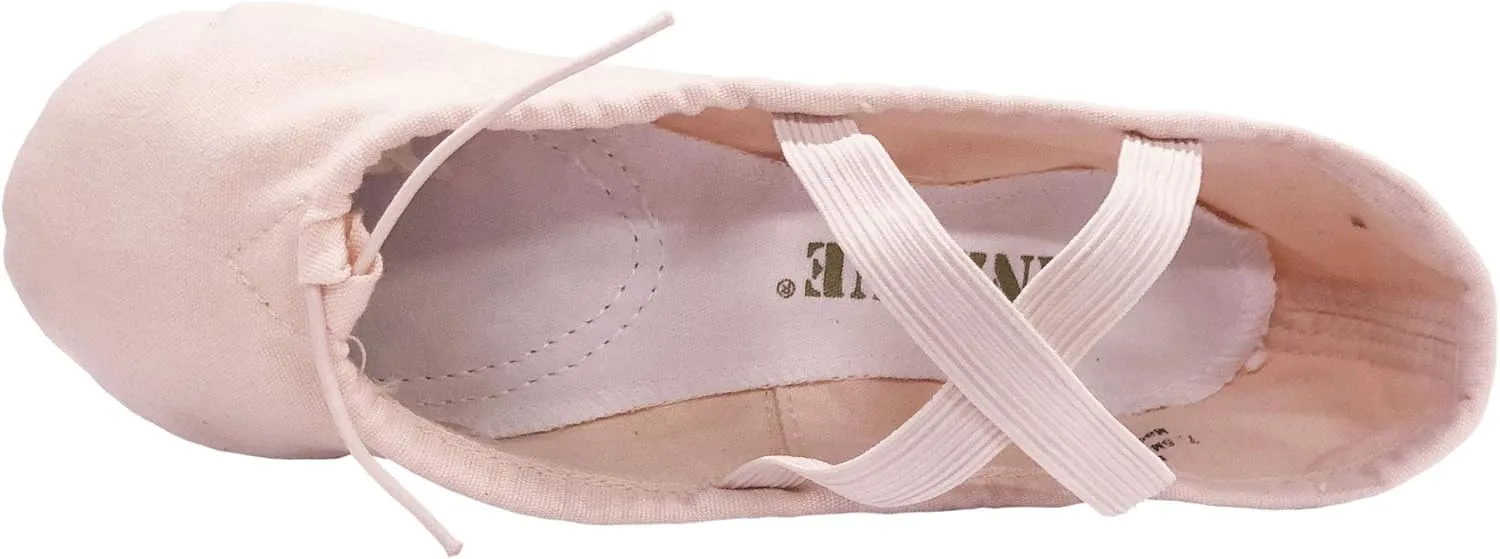 Danzcue Girl's Canvas Ballet Shoes Split Sole Ballet Slippers for Girl Dance Shoes