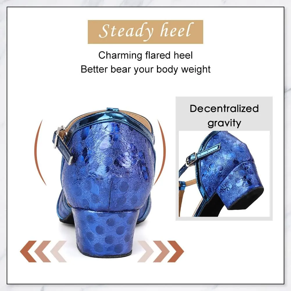 DKZSYIM Glitter Women Latin Dance Shoes Closed Toe Ballroom Salsa Tango Practice Performence Party Dancing Shoes,Model CMJ-511