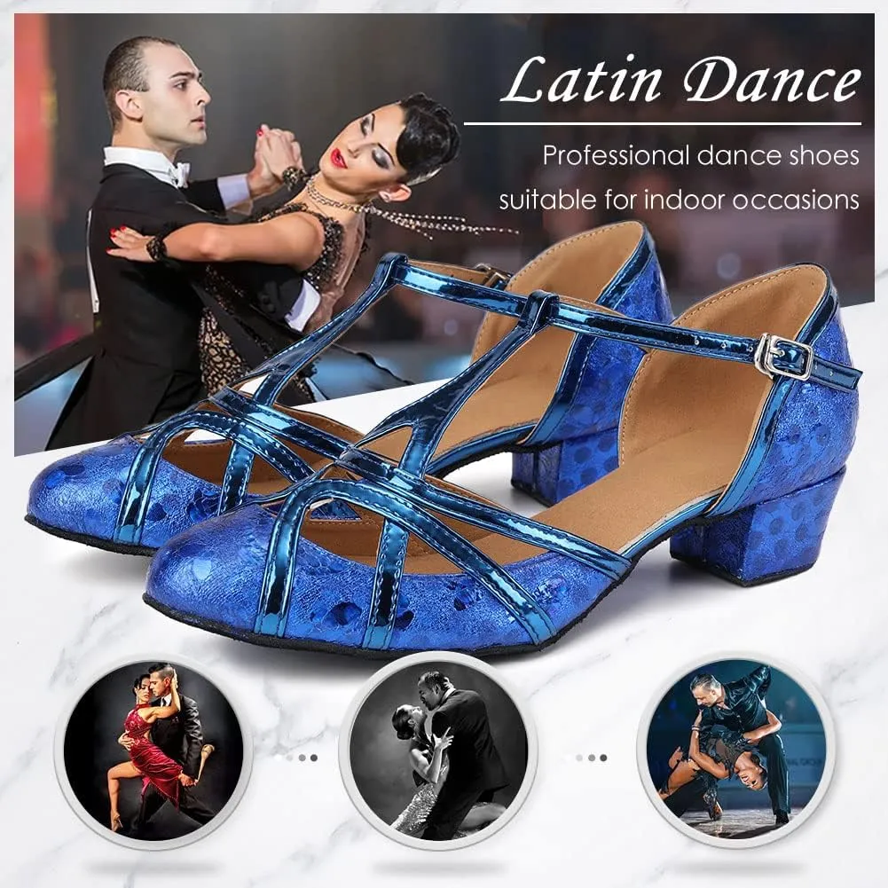 DKZSYIM Glitter Women Latin Dance Shoes Closed Toe Ballroom Salsa Tango Practice Performence Party Dancing Shoes,Model CMJ-511