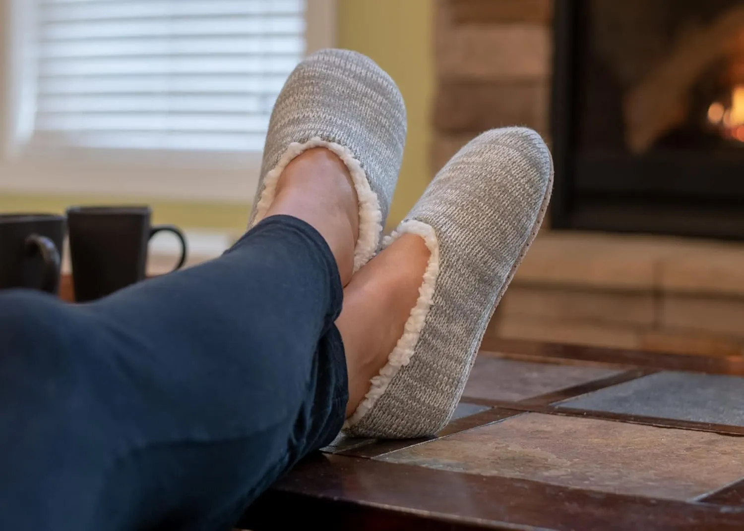 Elanze Designs Simple Knit Womens Plush Lined Cozy Non Slip Indoor Soft Slipper