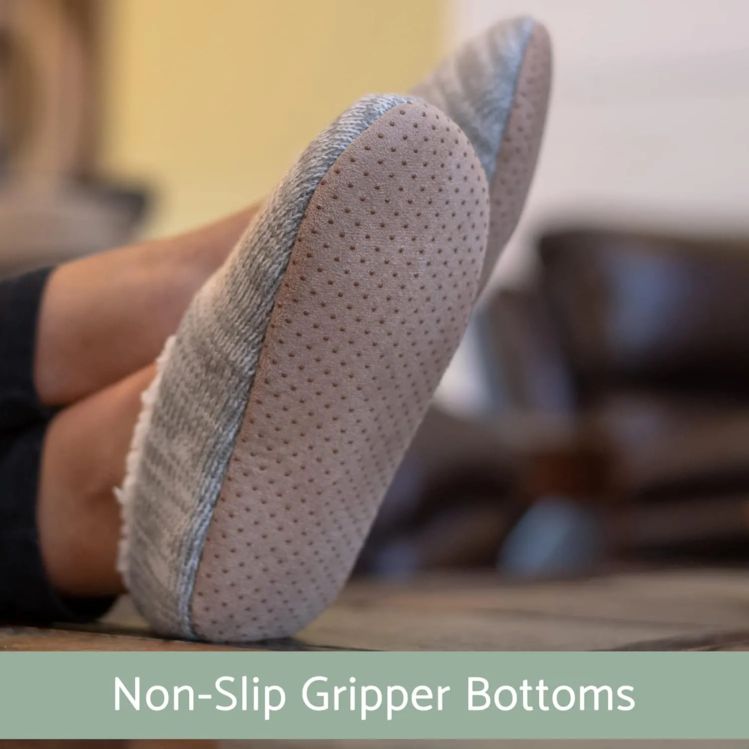 Elanze Designs Simple Knit Womens Plush Lined Cozy Non Slip Indoor Soft Slipper
