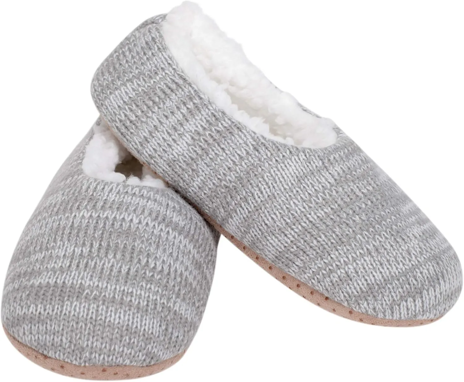 Elanze Designs Simple Knit Womens Plush Lined Cozy Non Slip Indoor Soft Slipper