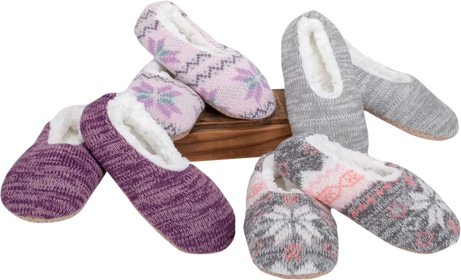 Elanze Designs Simple Knit Womens Plush Lined Cozy Non Slip Indoor Soft Slipper