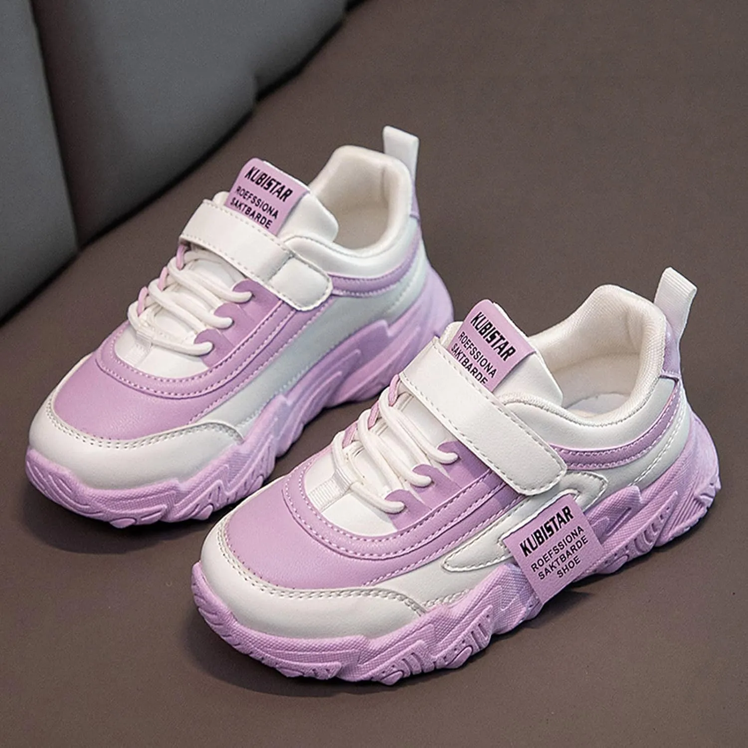Fashion All Seasons Children Sports Shoes Girls Flat Sole Thick Sole Non Slip Light Hook Loop Solid Children's Shoes