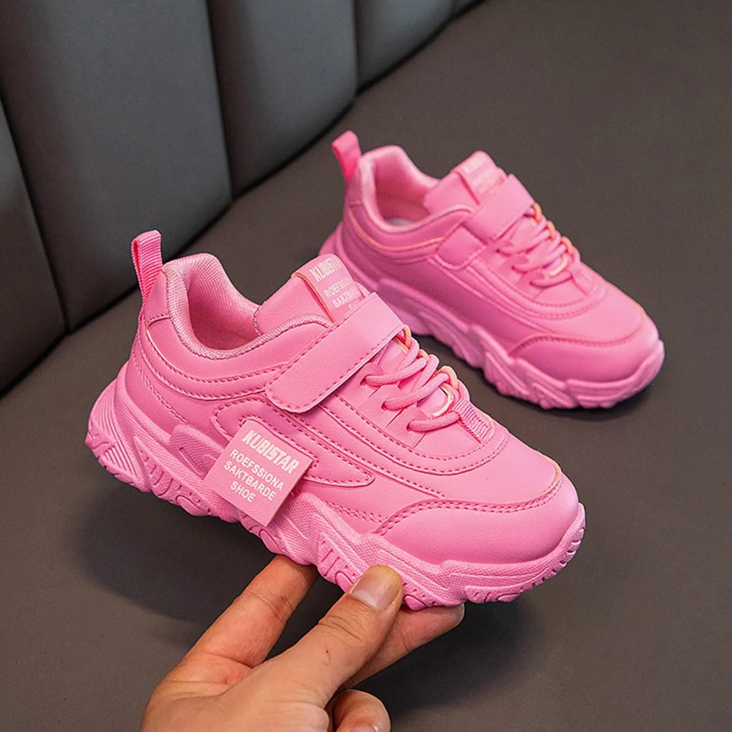 Fashion All Seasons Children Sports Shoes Girls Flat Sole Thick Sole Non Slip Light Hook Loop Solid Children's Shoes