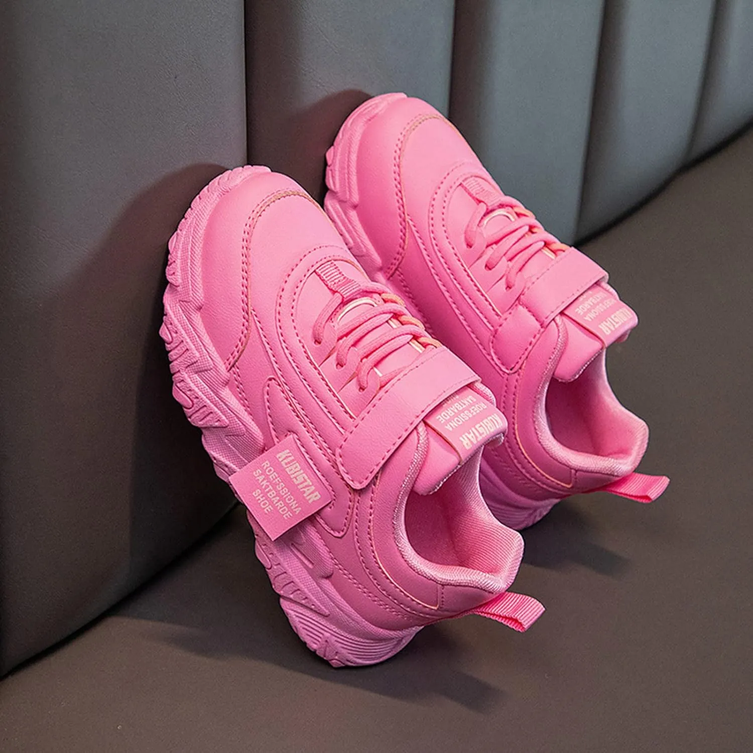 Fashion All Seasons Children Sports Shoes Girls Flat Sole Thick Sole Non Slip Light Hook Loop Solid Children's Shoes