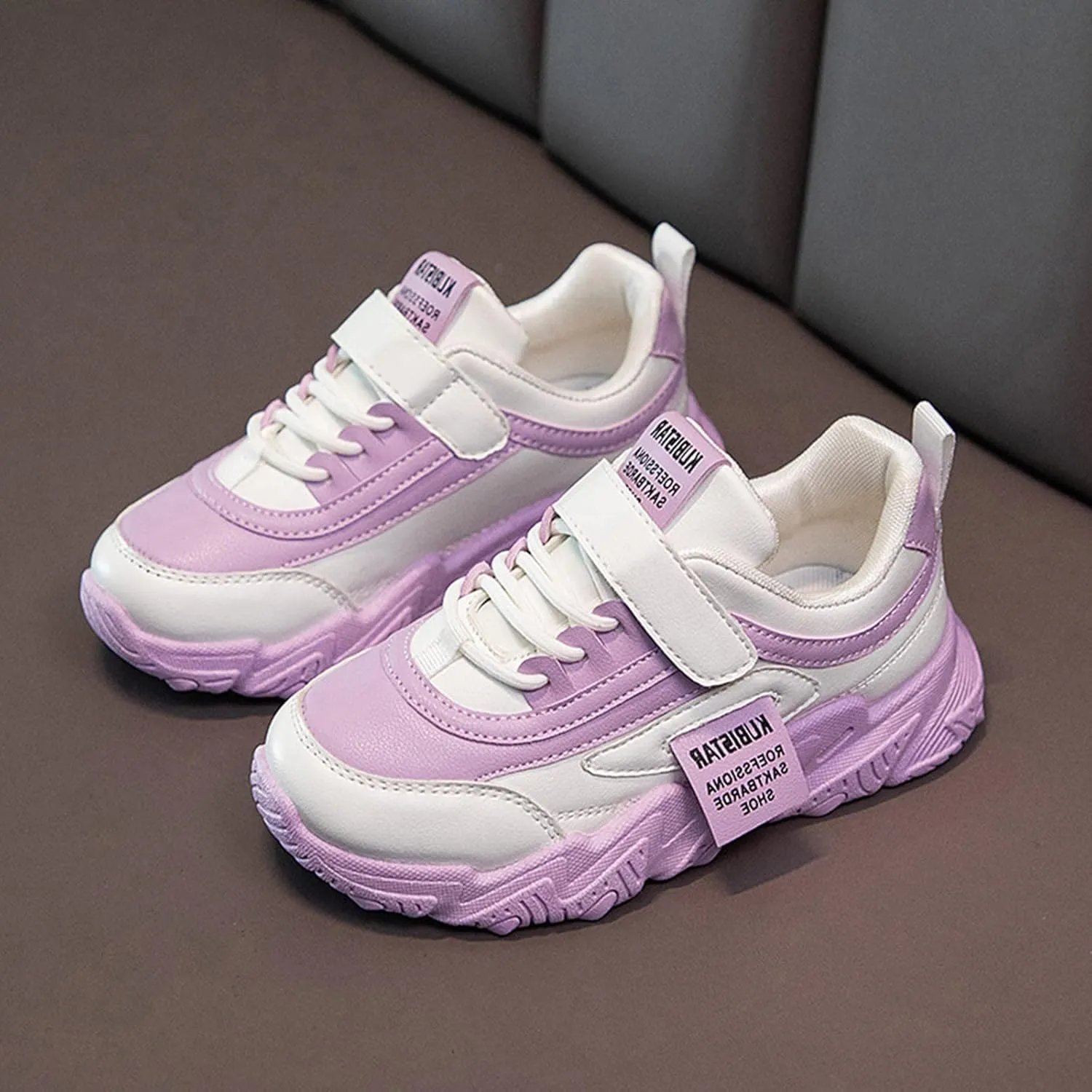 Fashion All Seasons Children Sports Shoes Girls Flat Sole Thick Sole Non Slip Light Hook Loop Solid Children's Shoes