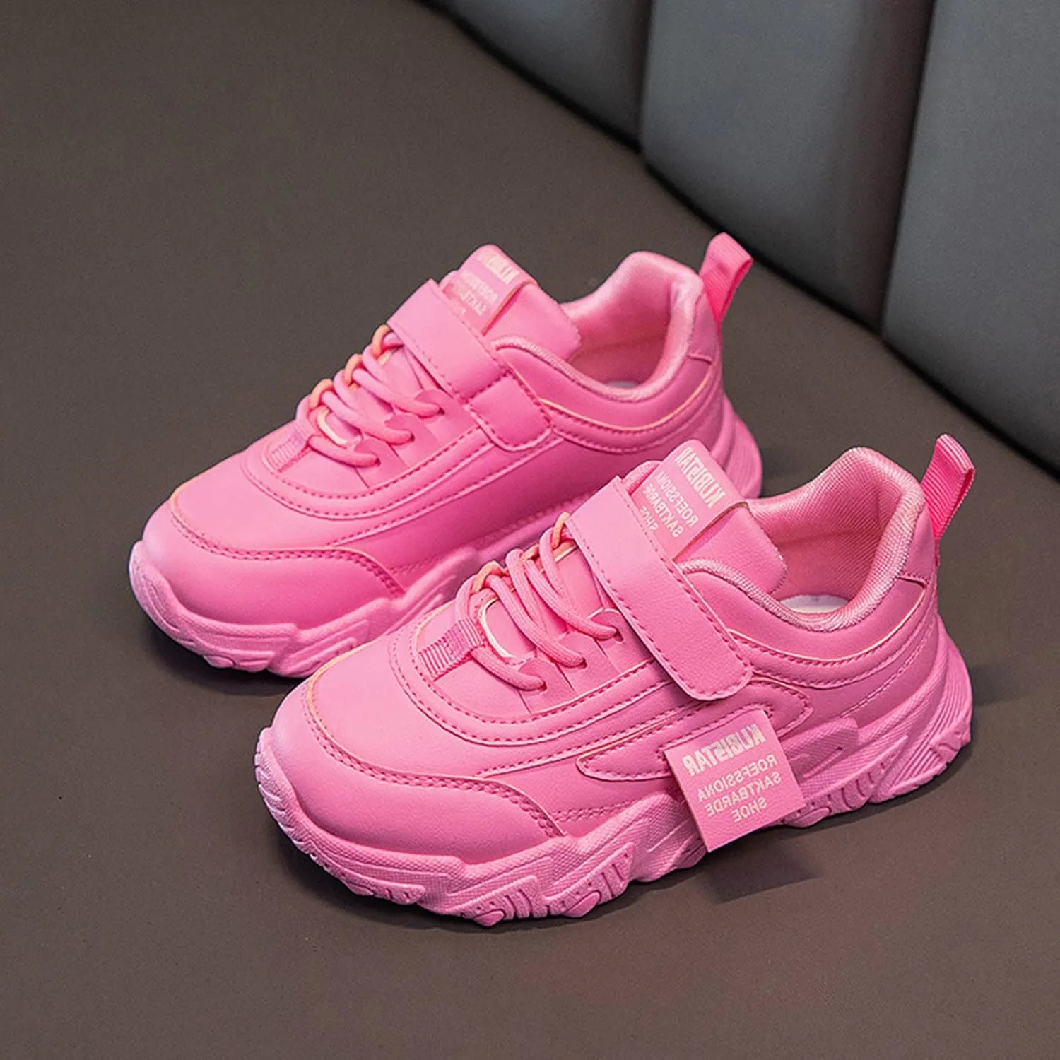 Fashion All Seasons Children Sports Shoes Girls Flat Sole Thick Sole Non Slip Light Hook Loop Solid Children's Shoes
