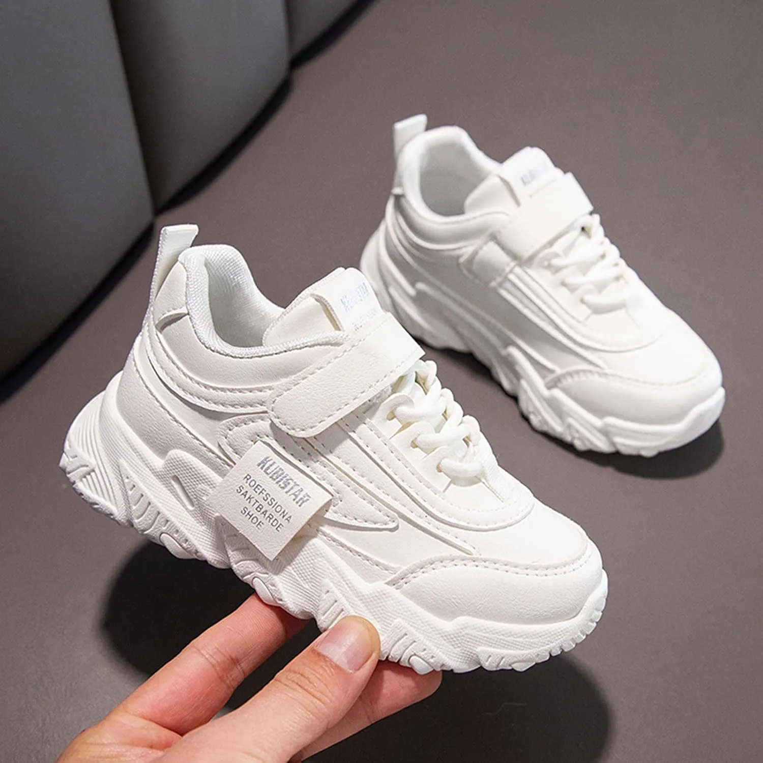 Fashion All Seasons Children Sports Shoes Girls Flat Sole Thick Sole Non Slip Light Hook Loop Solid Children's Shoes