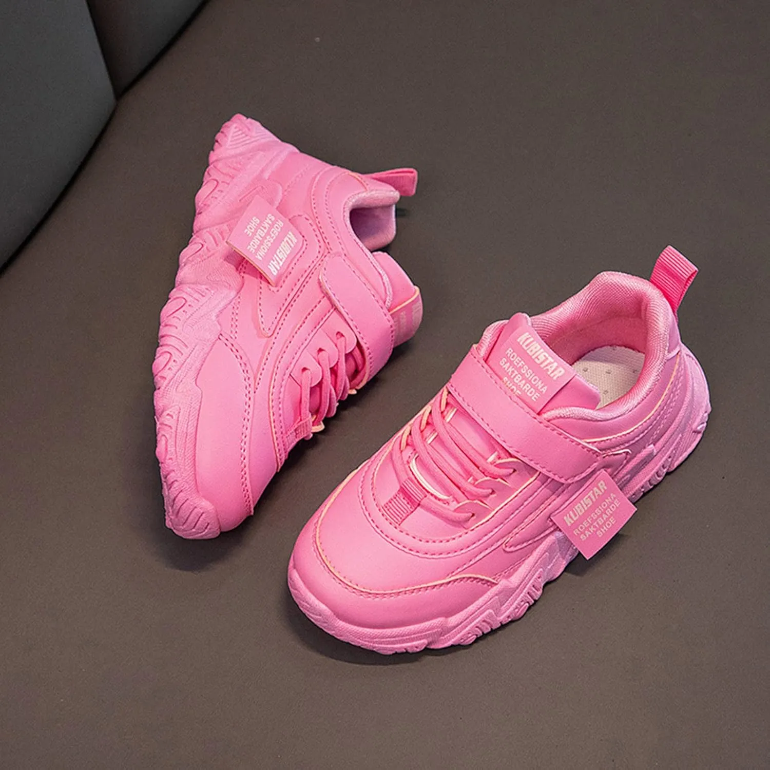 Fashion All Seasons Children Sports Shoes Girls Flat Sole Thick Sole Non Slip Light Hook Loop Solid Children's Shoes