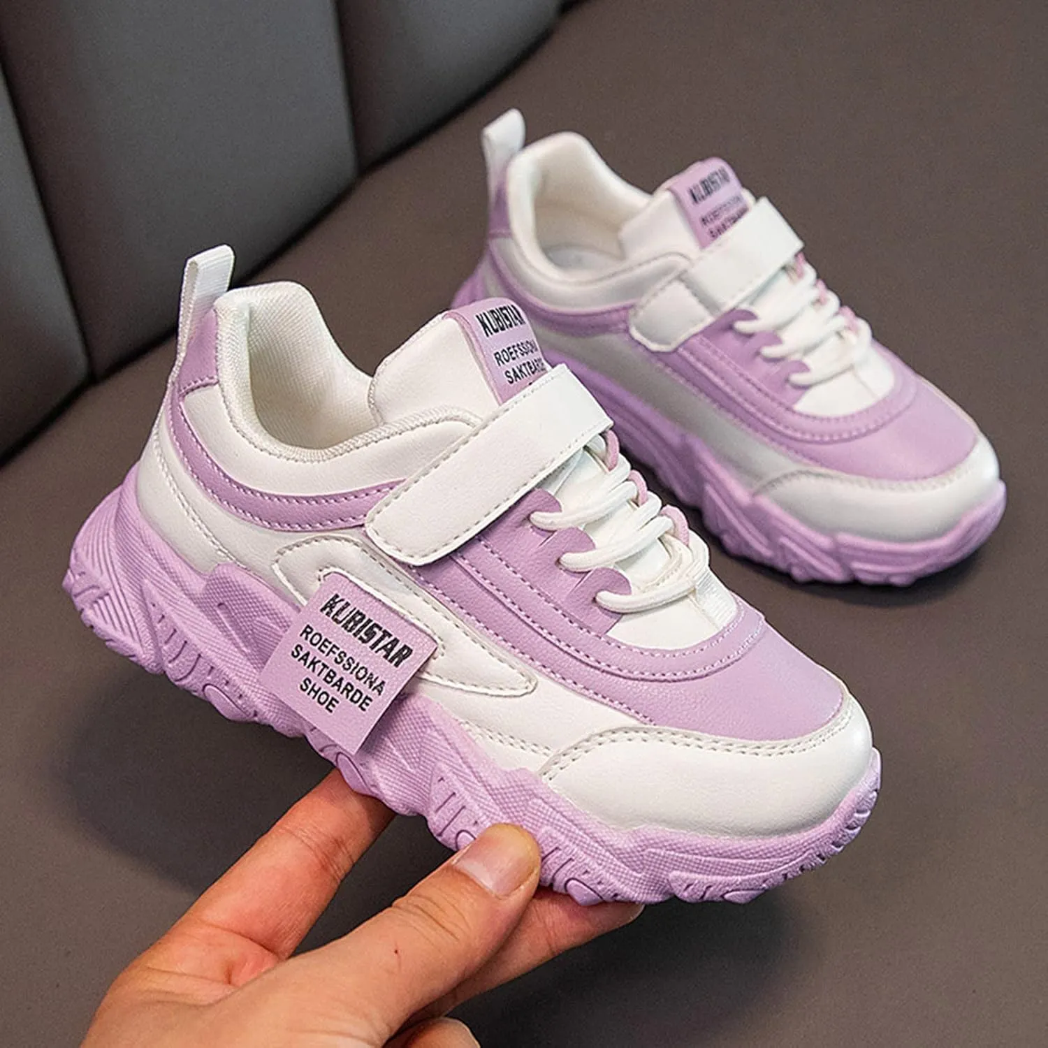 Fashion All Seasons Children Sports Shoes Girls Flat Sole Thick Sole Non Slip Light Hook Loop Solid Children's Shoes