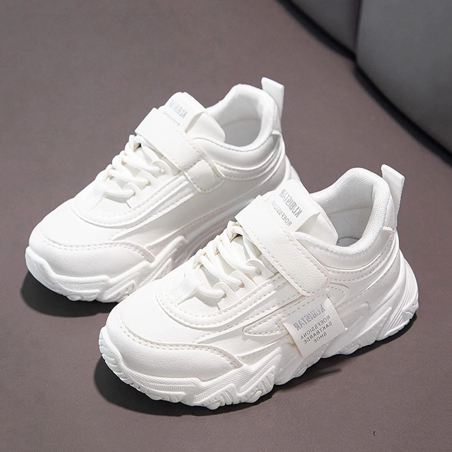 Fashion All Seasons Children Sports Shoes Girls Flat Sole Thick Sole Non Slip Light Hook Loop Solid Children's Shoes