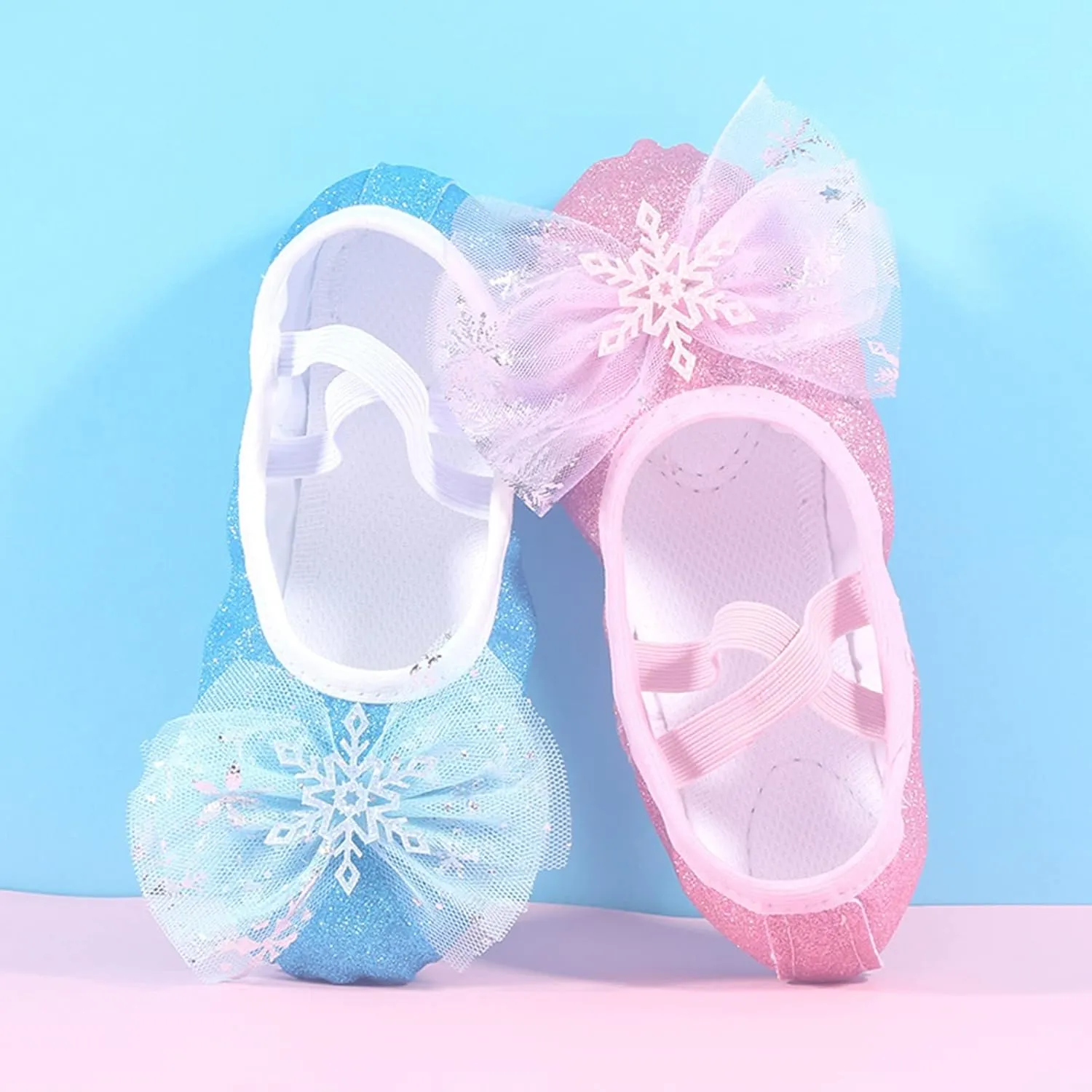 Fashion Ballet Shoes for Girls, Satin Dance Practice Slippers Split Soft Leather Flat Sole Yoga Gymnastics Shoes