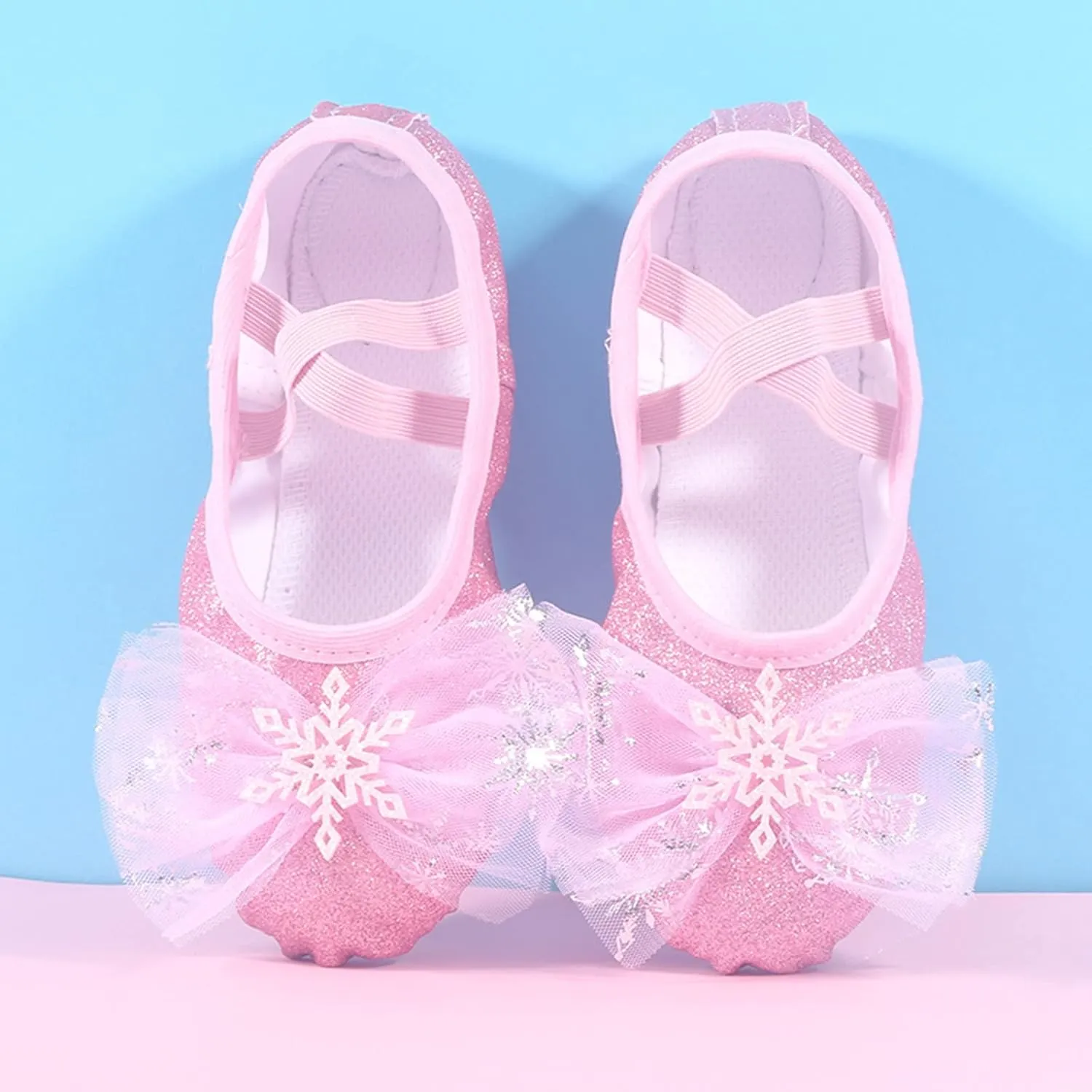 Fashion Ballet Shoes for Girls, Satin Dance Practice Slippers Split Soft Leather Flat Sole Yoga Gymnastics Shoes
