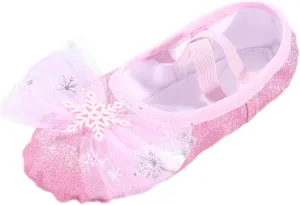 Fashion Ballet Shoes for Girls, Satin Dance Practice Slippers Split Soft Leather Flat Sole Yoga Gymnastics Shoes