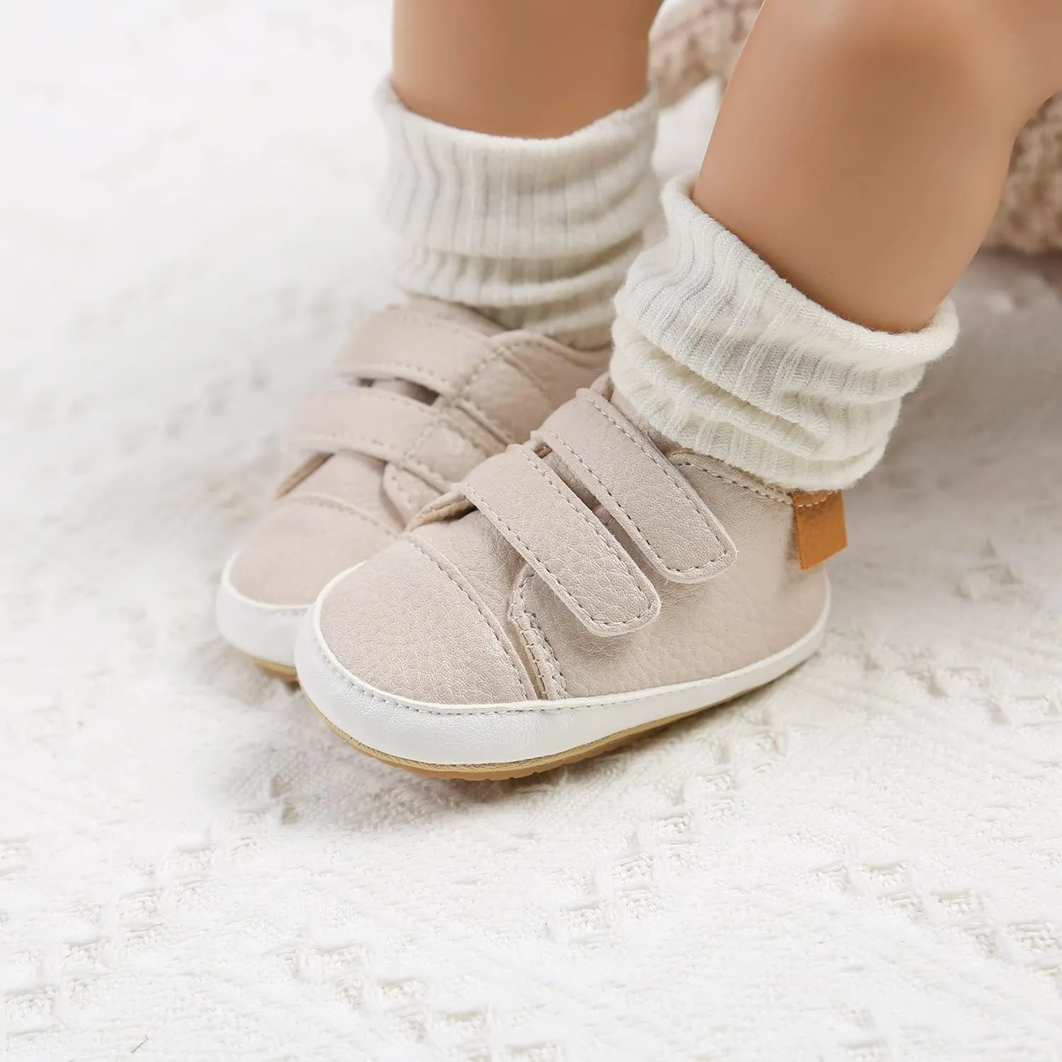 GAISUMMI Baby Boys Girls Shoes Infant High-Top PU Leather Sneakers Newborn Crib Flats Non-Slip Rubber Sole Unisex Toddler Prewalkers