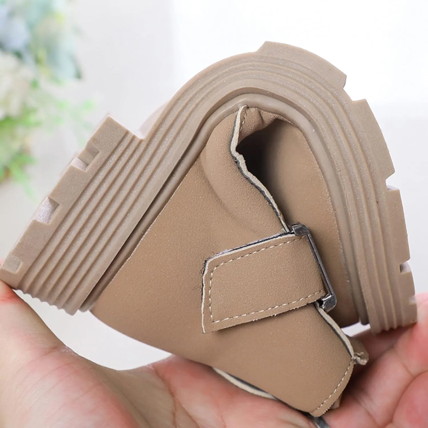 Girls Ankle Boots Scrub Leather Buckle aterproof ombat Shoes with Side Zipper for Toddler/Little Kid/Big Kid