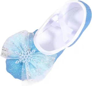 Girls Ballet Shoes Split-Sole Glitter Flats Dance Shoes Mesh Bowknot Ballerina Slippers Shoes for Girls Toddler/Kid